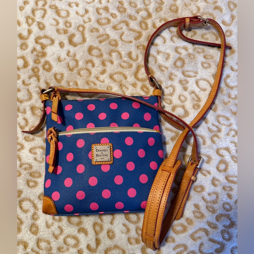 Dooney & Bourke Blue and Pink Polka Dots Crossbody
Bag Women’s - Picture 12 of 13